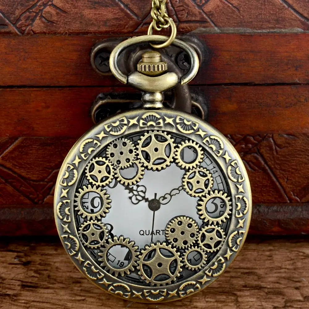 IBEINA Classic Vintage Bronze Steampunk Gear Quartz Pocket Watch With Chain Retro Men Women Punk Pendant Necklace Clock Gift
IBEINA Classic Vintage Bronze Steampunk Gear Quartz Pocket Watch With Chain Retro Men Women Punk Pendant Necklace Clock Gift