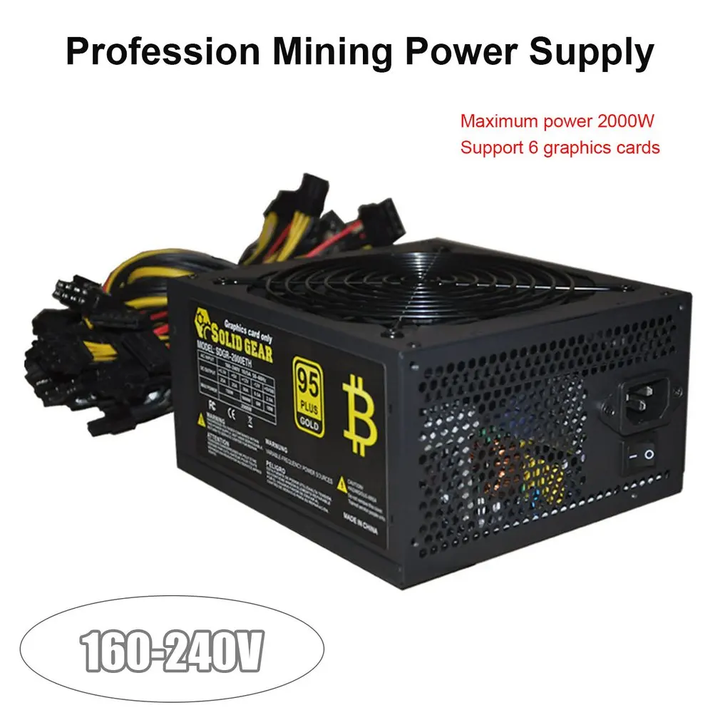 2000W ATX Gold Mining Power Supply SATA IDE 8 GPU for ETH BTC Ethereum Coin Miner Support 8 Graphics Card Power Supply
2000W ATX Gold Mining Power Supply SATA IDE 8 GPU for ETH BTC Ethereum Coin Miner Support 8 Graphics Card Power Supply