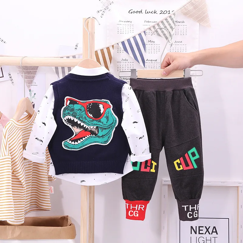 BOY'S Childrenswear Dinosaur Sweater Waistcoat Spring And Autumn Long Sleeve Three-piece Set Thick Children Autumn Clothing Baby
BOY'S Childrenswear Dinosaur Sweater Waistcoat Spring And Autumn Long Sleeve Three-piece Set Thick Children Autumn Clothing Baby