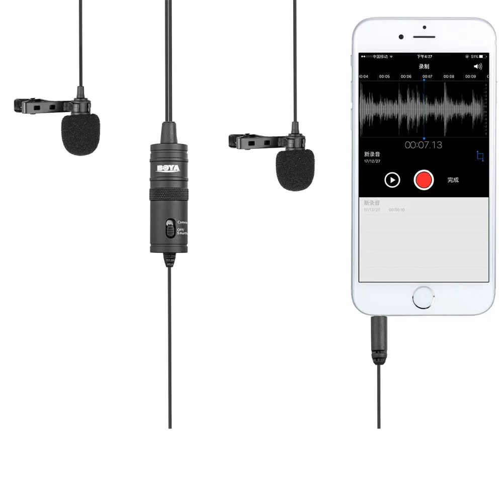 BOYA BY-M1DM Lavalier microphone Electret Omni-directional microphone For DSLR cameras Camcorders Audio recorders
BOYA BY-M1DM Lavalier microphone Electret Omni-directional microphone For DSLR cameras Camcorders Audio recorders