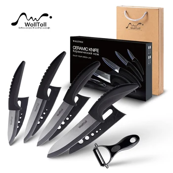 

Ceramic Knives Kitchen 6" Chef's,5" Santoku,4" Utility,3" Paring, Set+peeler Cook Set Zirconia Blade Fruit Vegetable Chef Knife