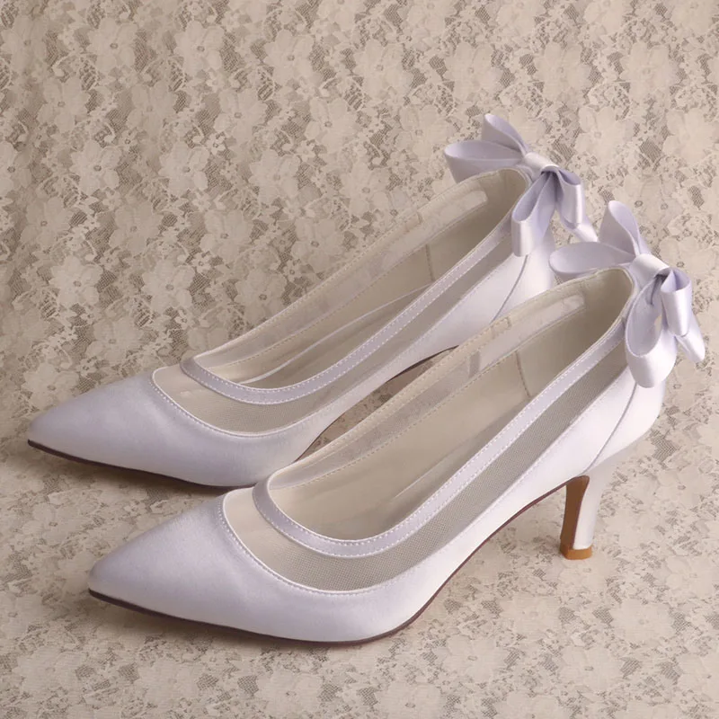 

Wedopus Custom Handmade Pointed Toe atiletto Heels Ivory Satin Bridal Wedding Shoes Dropshipping