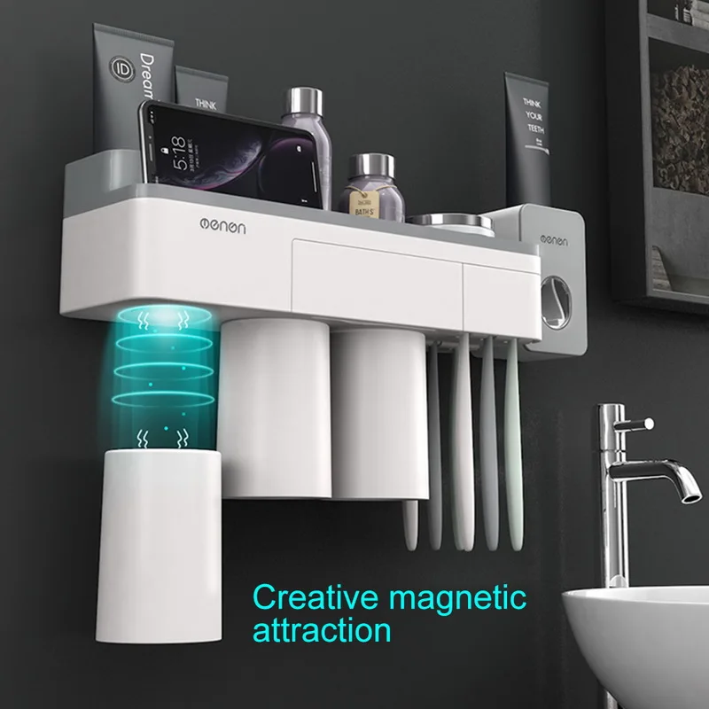 Toothbrush Holder With Magnetic Adsorption Inverted Cups Automatic Toothpaste Squeezer Bathroom Cleaner Storage -1 Set
Toothbrush Holder With Magnetic Adsorption Inverted Cups Automatic Toothpaste Squeezer Bathroom Cleaner Storage -1 Set