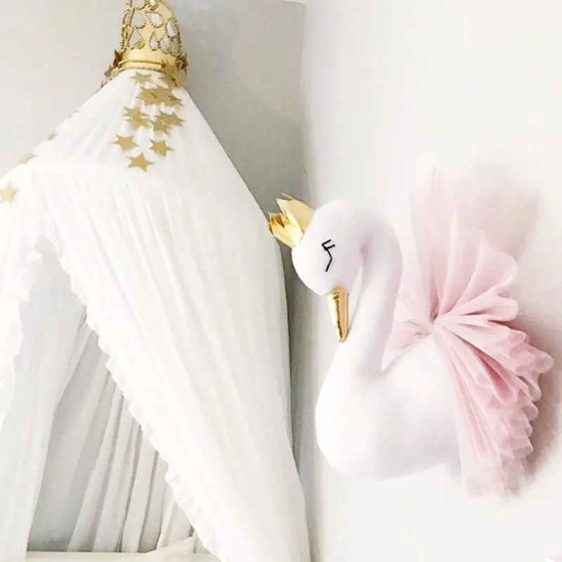 Stuffed Toys Cute Golden Crown Swan Wall Decor Doll Pink Princess Flamingo Animal Head Hanging for Kids Room Baby Gift | Игрушки и хобби