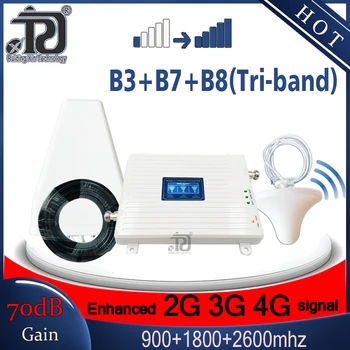 

2G 3G 4G Tri Band Repeater GSM 900(B8) DCS LTE 1800(B3)+FDD LTE 2600(B7) Cellphone Signal Booster 900 1800 2600 Signal Amplifier