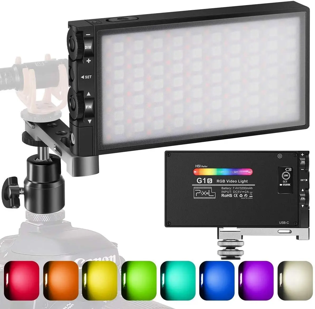 

G1S RGB Pocket 2500K-8500K Dimmable Full Color LED Video Light Photography Video Studio DSLR Camera Light PK BOLING BL-P1