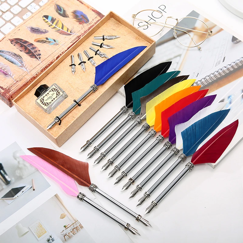 1 Set Of English Calligraphy Feather Pen Writing Retro Gift Box 6 Nib Creative Stationery Factory Direct Wedding Gift
1 Set Of English Calligraphy Feather Pen Writing Retro Gift Box 6 Nib Creative Stationery Factory Direct Wedding Gift