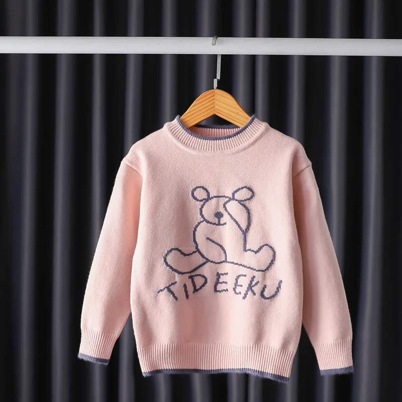 

Baby Girl Clothes Sweaters Cartoon Bear Knitwear Sweater Kids Winter Clothes 2021 Autumn Wool Knits Pullover Sweater 7-12y Girls