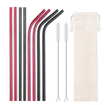 10 Colors Mixed 8Pcs Reusable Metal Drinking Straws with Cleaner Brush Bag Set Bar Party 304 Stainless Steel Straw Drinkware
10 Colors Mixed 8Pcs Reusable Metal Drinking Straws with Cleaner Brush Bag Set Bar Party 304 Stainless Steel Straw Drinkware