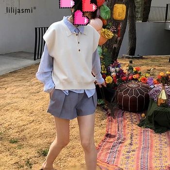 Spring Wool Polo Collar Vest Women's Casual Loose Knit Tshirt Inner Cloth Female Soft Wool Waistcoat Sleeveless Sweater 2020 
Spring Wool Polo Collar Vest Women's Casual Loose Knit Tshirt Inner Cloth Female Soft Wool Waistcoat Sleeveless Sweater 2020