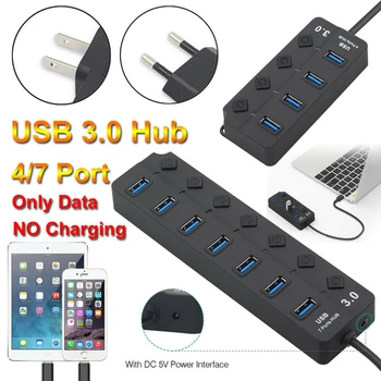 

SOONHUA USB 3.0 Hub Splitter Compact 5Gbp/s High Speed On/Off Switches Power Adapter 4-Port USB Hubs For PC