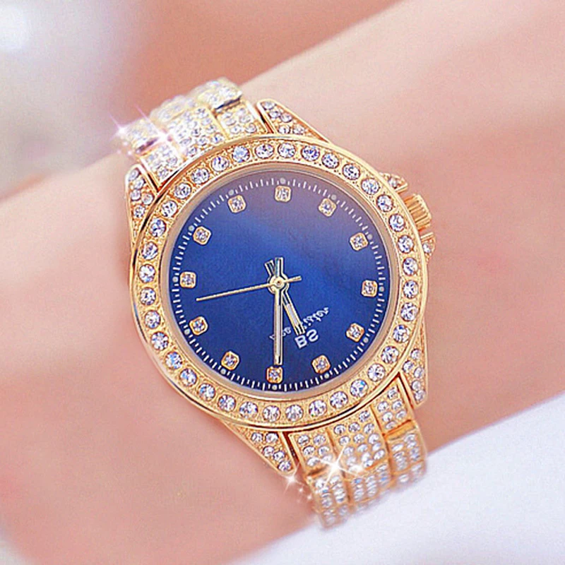 Часы наручные Bs женские кварцевые роскошные брендовые элегантные золотистые с