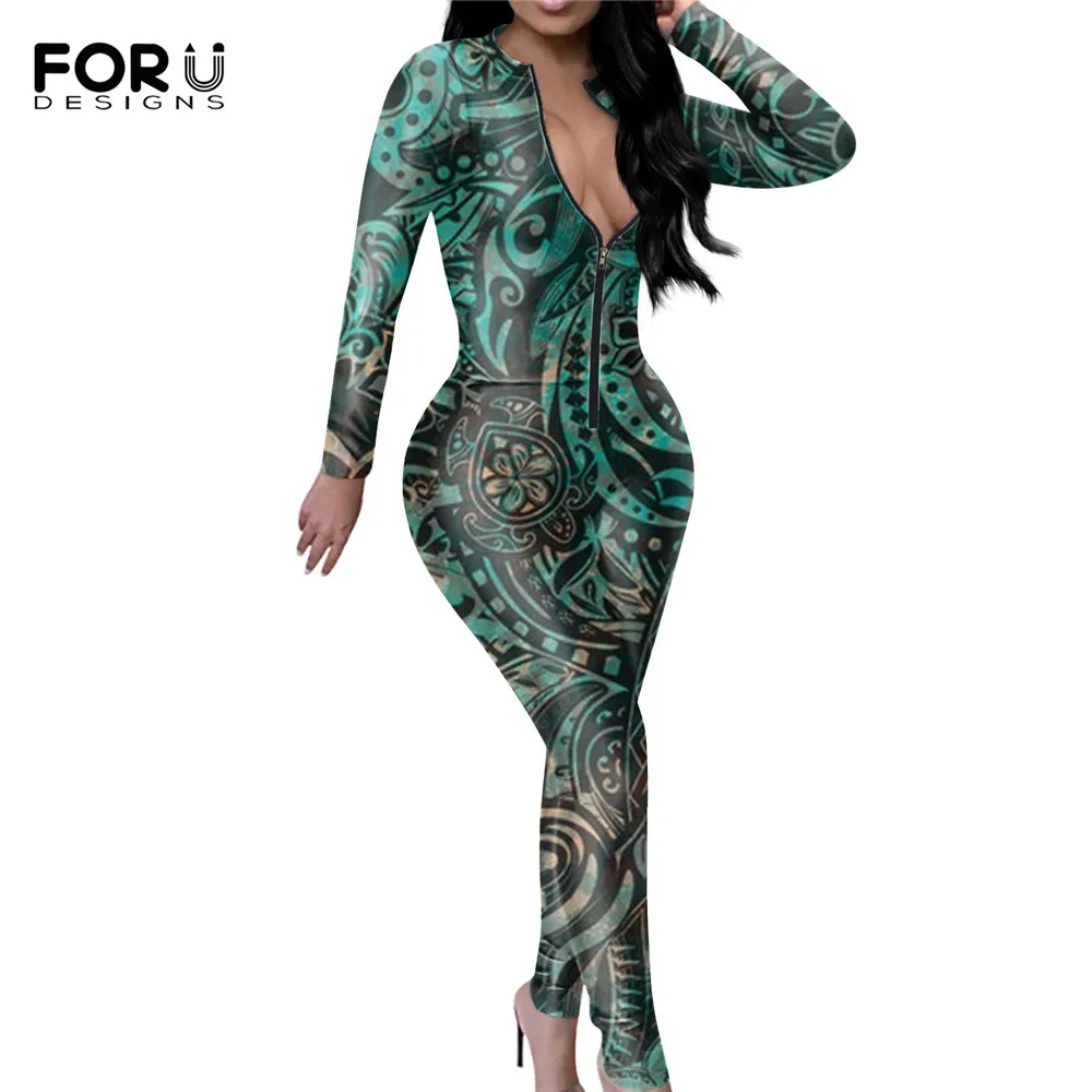 New Arrival Women Jumpsuit Hawaiian Polnesian Tribal Style Slim Zipper Bodysuits for Female Female Sexy Long Sleeve Catsuits
New Arrival Women Jumpsuit Hawaiian Polnesian Tribal Style Slim Zipper Bodysuits for Female Female Sexy Long Sleeve Catsuits