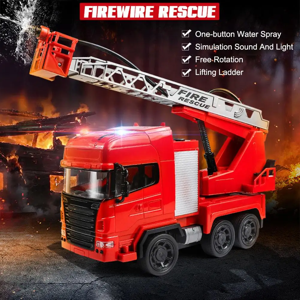 Remote Control Fire Truck One-button Water Spray Electric Fire Engine with Ladders Rechargeable RC Car Toy for Kids gift
Remote Control Fire Truck One-button Water Spray Electric Fire Engine with Ladders Rechargeable RC Car Toy for Kids gift