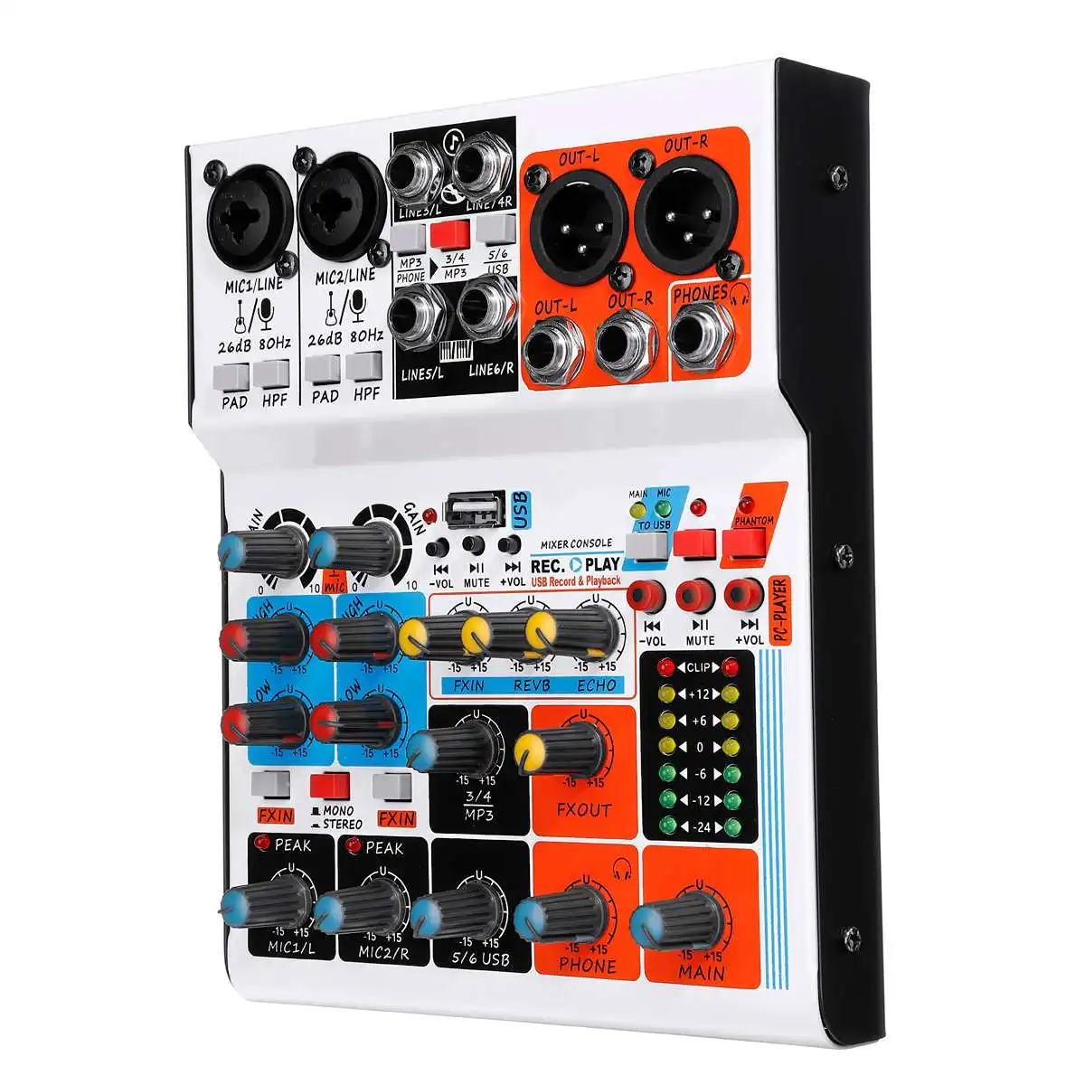 Mini Portable Audio Mixer with USB DJ Sound Mixing Console MP3 Jack 6 Channel Karaoke 48V Amplifier for Karaoke KTV Party
Mini Portable Audio Mixer with USB DJ Sound Mixing Console MP3 Jack 6 Channel Karaoke 48V Amplifier for Karaoke KTV Party