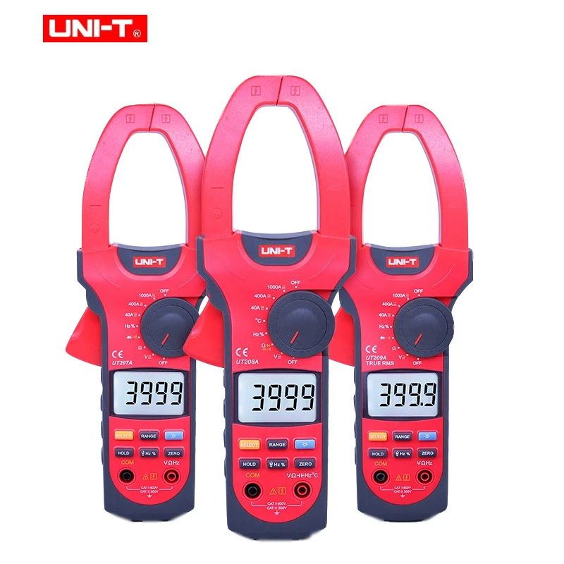 UNI-T UT207A/UT208A/UT209A 1000A Digital Clamp Meter 3/4 digit AC DC Ammeter Frequency Duty Cycle Diodes Continuity Multimeters
UNI-T UT207A/UT208A/UT209A 1000A Digital Clamp Meter 3/4 digit AC DC Ammeter Frequency Duty Cycle Diodes Continuity Multimeters