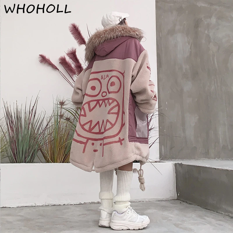 WHOHOLL Small Monsters Pink Colour Split Joint Cotton Man Women Parkas Long Fur Even Hat Cotton-padded Clothes Long Loose Coat
WHOHOLL Small Monsters Pink Colour Split Joint Cotton Man Women Parkas Long Fur Even Hat Cotton-padded Clothes Long Loose Coat
