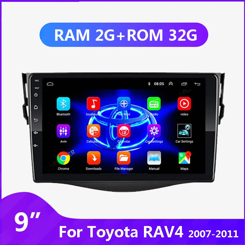Автомобильный мультимедийный видеоплеер 9 дюймов Android 1 2 din для Toyota RAV 4 RAV4 2007 2008