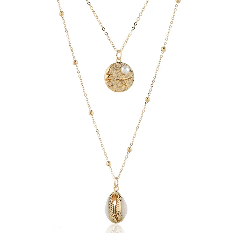 Hot Selling Double Layer Boho Pendants Necklaces Shell Imitation Pearl Starfish Gold Long Necklace For Women Fashion Jewelry
Hot Selling Double Layer Boho Pendants Necklaces Shell Imitation Pearl Starfish Gold Long Necklace For Women Fashion Jewelry