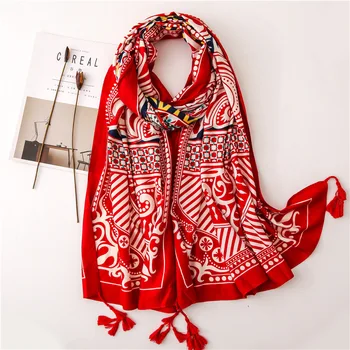 National wind totem printing cotton and linen spring and summer scarf female sunscreen shawl dual-use brigade beach towel
National wind totem printing cotton and linen spring and summer scarf female sunscreen shawl dual-use brigade beach towel