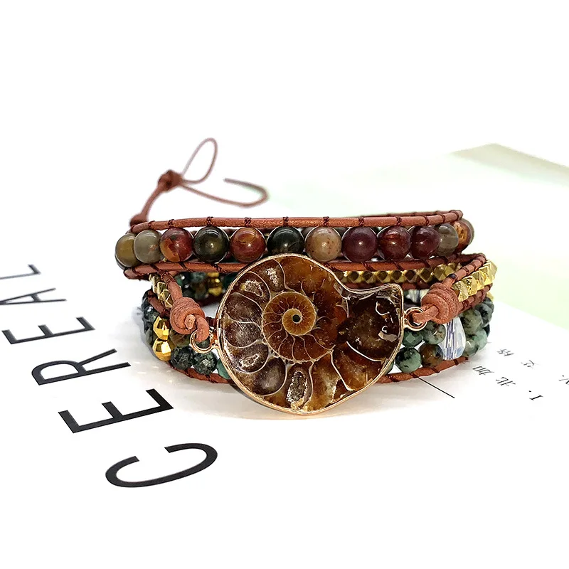 2020Ammonite Fossils Seashell Snail Charm Handmade Wrap Bracelet Ocean Reliquiae Conch Animal Boho Braied Bracelet for Men&women
2020Ammonite Fossils Seashell Snail Charm Handmade Wrap Bracelet Ocean Reliquiae Conch Animal Boho Braied Bracelet for Men&women