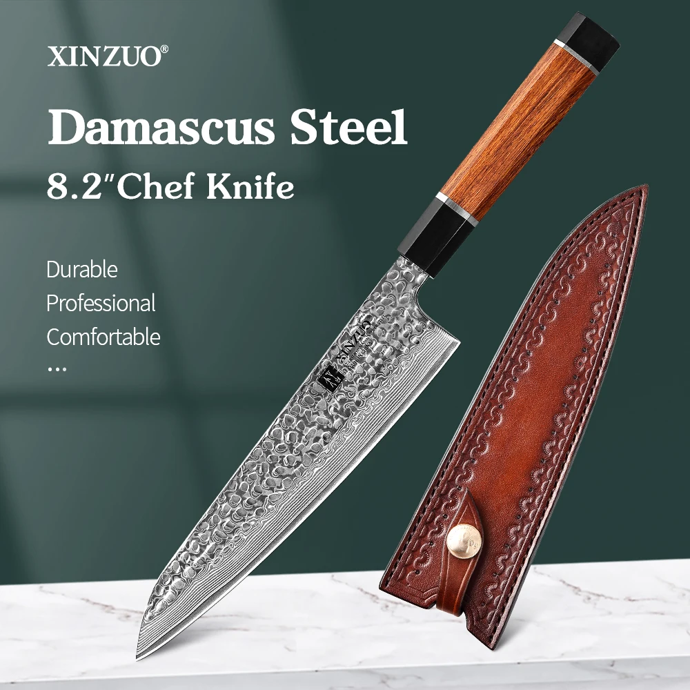 

XINZUO 8.2" Inches Chef Knife VG10 Janpanse 67 Layers Damacus Steel Cleaver Meat Vege Slicing Ironwood Handle Kitchen Knives