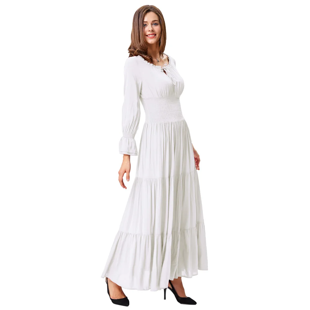 Women Spring Dresses New Retro Vintage Long Sleeve Comfortable Rayon Renaissance Summer Maxi Dress Pleated Cotton Dress Lady New
Women Spring Dresses New Retro Vintage Long Sleeve Comfortable Rayon Renaissance Summer Maxi Dress Pleated Cotton Dress Lady New