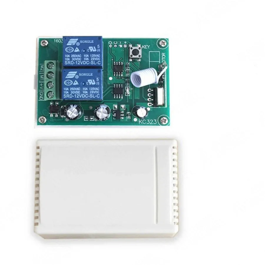 2 CH RF 433 Mhz Remote Transmitter DC 12V 2CH RF Relay Receiver Module Receiver Switch Module (DC1202) 1pcs with Plastic Shell
2 CH RF 433 Mhz Remote Transmitter DC 12V 2CH RF Relay Receiver Module Receiver Switch Module (DC1202) 1pcs with Plastic Shell