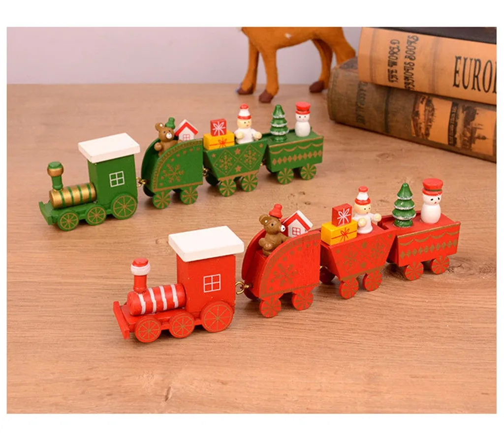 christmas gift child wooden christmas train red/green desk