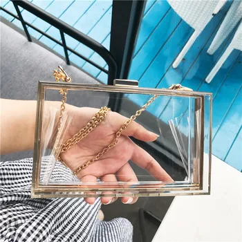 Transparent Bag One-Shoulder Cross-Body Clutch Bag Dinner Box Square Sling Bag Acrylic Fresh Women 
Transparent Bag One-Shoulder Cross-Body Clutch Bag Dinner Box Square Sling Bag Acrylic Fresh Women