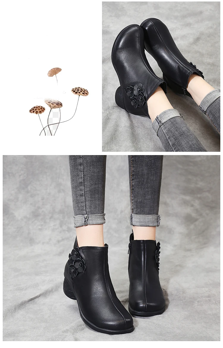Xiuteng First layer leather Ankle boots women autumn and winter new British style retro female spring and autumn high heel boots Xiuteng First layer leather Ankle boots women autumn and winter new British style retro female spring and autumn high heel boots