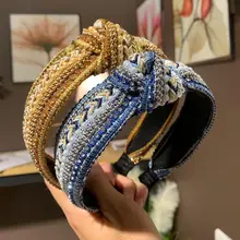 1PC Fashion Bohemia Fabric Diamond Headband For Woman Hair Accessories Retro Knotted Wide Headwear Rhinestone Press Hair Band
1PC Fashion Bohemia Fabric Diamond Headband For Woman Hair Accessories Retro Knotted Wide Headwear Rhinestone Press Hair Band