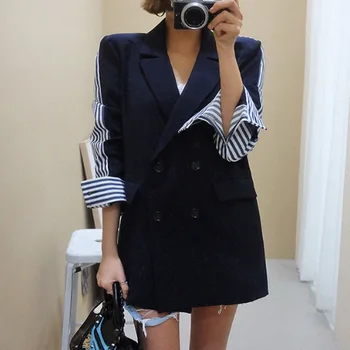 HziriP OL Chic Formal Suit Collar Women Blazer Double Breasted Striped Stitching Jacket 2020 New Autumn Long Sleeve Blazers Tops
HziriP OL Chic Formal Suit Collar Women Blazer Double Breasted Striped Stitching Jacket 2020 New Autumn Long Sleeve Blazers Tops