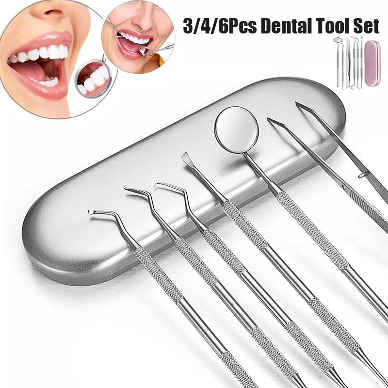 Фото Набор инструментов для удаления зубного камня 3/4/6 шт. зеркало от зубных пятен