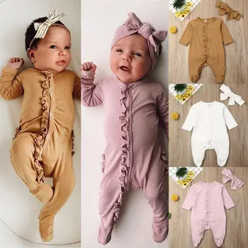 0-6M Spring Autumn Newborn Infant Baby Girl Clothes Ruffle Soft Solid Outfit Set Kid Footies
0-6M Spring Autumn Newborn Infant Baby Girl Clothes Ruffle Soft Solid Outfit Set Kid Footies
