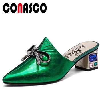 CONASCO Women Sandals New Fashion Elegant Genuine Leather Slippers Casual Butterfly-Knot Mules Crystal High Heels Shoes Woman
CONASCO Women Sandals New Fashion Elegant Genuine Leather Slippers Casual Butterfly-Knot Mules Crystal High Heels Shoes Woman
