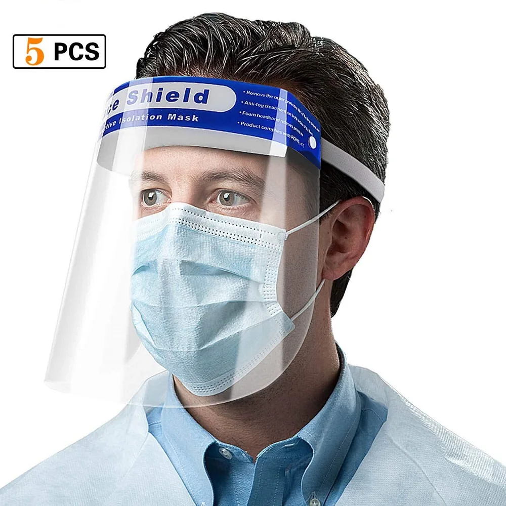 

5PCS Anti-fog Face Shield Protective Mask PET Visor Full Face Prevent Saliva Splash Isolation Mask Kitchen Eye Protection Tools
