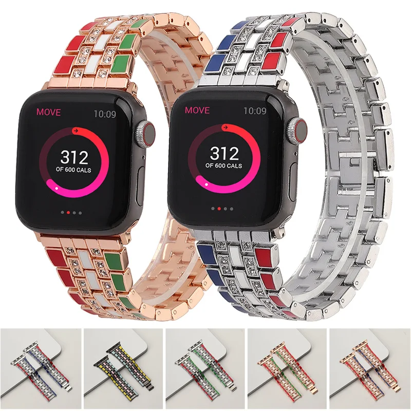 Colorful Stainless Steel Strap for Apple Watch 44mm 40mm 38mm 42mm Metal Band for Apple Watch Series 6 5 4 3 2 Band Correa Women
Colorful Stainless Steel Strap for Apple Watch 44mm 40mm 38mm 42mm Metal Band for Apple Watch Series 6 5 4 3 2 Band Correa Women