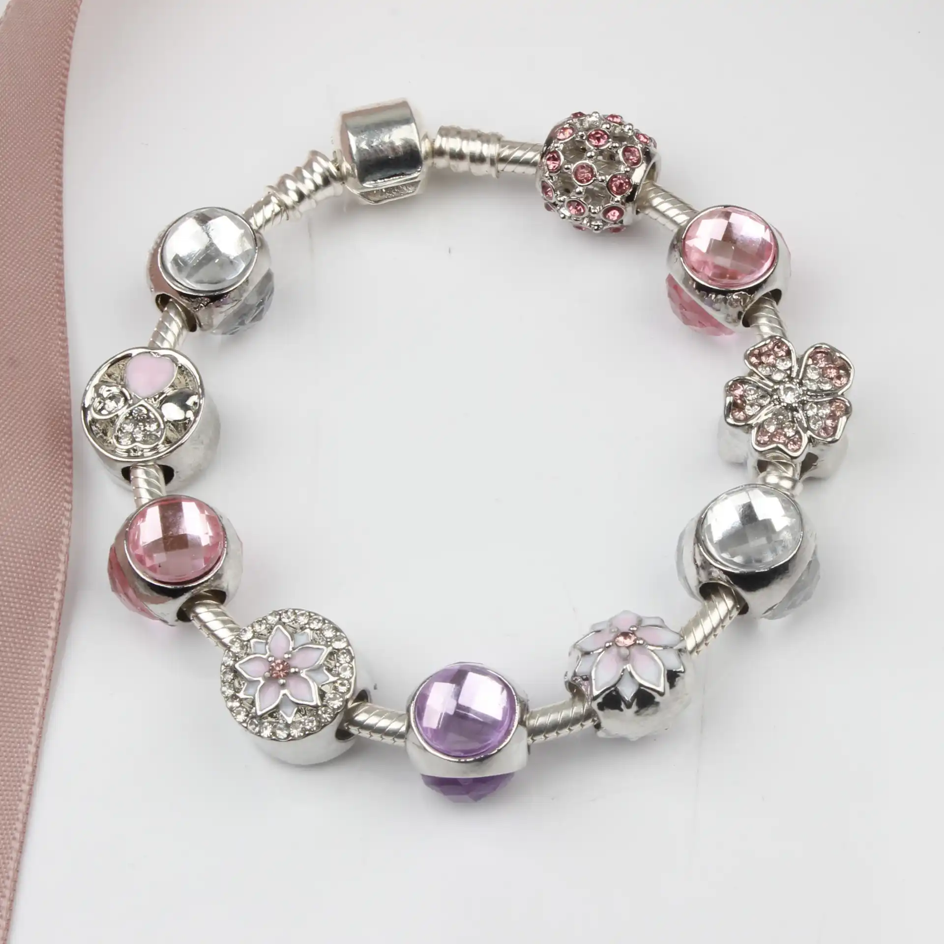 sparkling diy crystal bead bracelet flower alloy