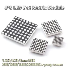 

LOT 8*8 LED Dot Matrix Module 1.9MM 3MM 3.75MM 5mm Red 788BS 1088BS 1588BS 2088BS common anode screen