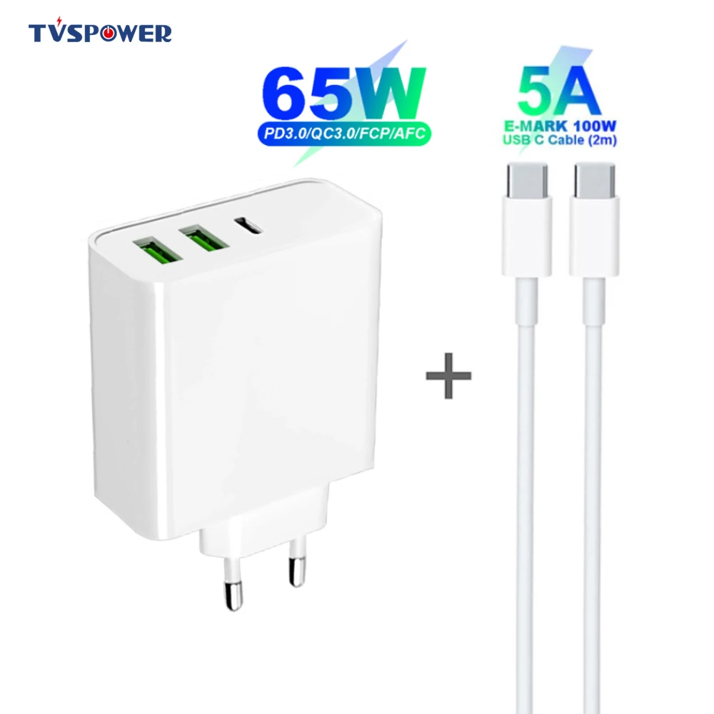 PD 65W Fast Charger QC3.0 For Macbook ASUS Switch Type C USB Chargers For iPhone For Samsung Xiaomi Wall Adapter 5A E-mark Cable
PD 65W Fast Charger QC3.0 For Macbook ASUS Switch Type C USB Chargers For iPhone For Samsung Xiaomi Wall Adapter 5A E-mark Cable