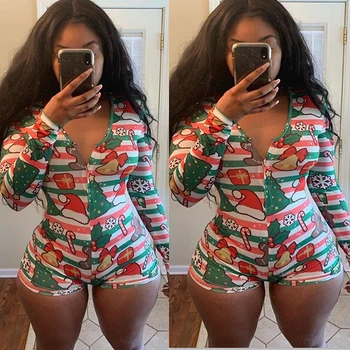 2020 New Christmas Bodysuit Women Fashion Printed Long sleeve Single-breasted Jumpsuits Sexy Women Homewear Sleepwear
2020 New Christmas Bodysuit Women Fashion Printed Long sleeve Single-breasted Jumpsuits Sexy Women Homewear Sleepwear