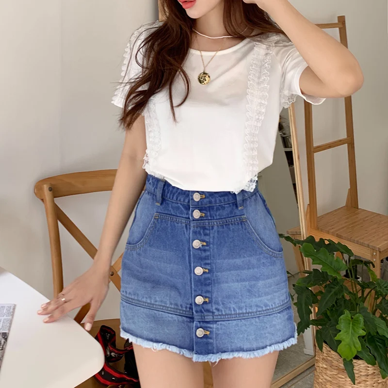 Dabuwawa Women's Cotton Fashion Denim Shorts New High-waist A-Line Single-breasted Shorts DN1BQK004
Dabuwawa Women's Cotton Fashion Denim Shorts New High-waist A-Line Single-breasted Shorts DN1BQK004