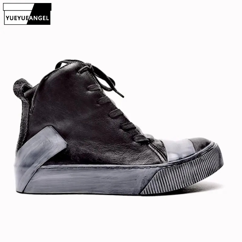 Men Retro Real Leather High Top Shoes Handmade Platform Mixed Color Spliced Ankle Boot Luxury Trainers Street Safety Casual Shoe
Men Retro Real Leather High Top Shoes Handmade Platform Mixed Color Spliced Ankle Boot Luxury Trainers Street Safety Casual Shoe