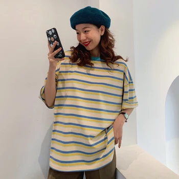 Casual Loose Colorful Striped Basic All Match College Wind Fashion 2020 Simple Classic Short Sleeve Female Women Top T-shirts
Casual Loose Colorful Striped Basic All Match College Wind Fashion 2020 Simple Classic Short Sleeve Female Women Top T-shirts