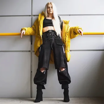 2019 Autumn Irregular Cut-out Lace-up Reflective Panel High-Waist Casual Cargo Pants
2019 Autumn Irregular Cut-out Lace-up Reflective Panel High-Waist Casual Cargo Pants