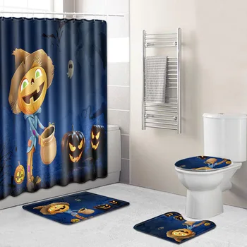 Halloween Shower Curtain Mat Combination Four-Piece Set Bathroom Toilet Carpet Shower Room Foot Mat Cross-Border Hair
Halloween Shower Curtain Mat Combination Four-Piece Set Bathroom Toilet Carpet Shower Room Foot Mat Cross-Border Hair