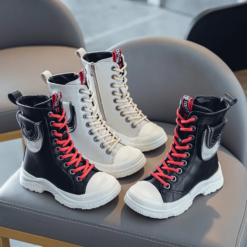 Winter new girls fashion pocket boots children British style Martin boots princess high top warm boots 
Winter new girls fashion pocket boots children British style Martin boots princess high top warm boots