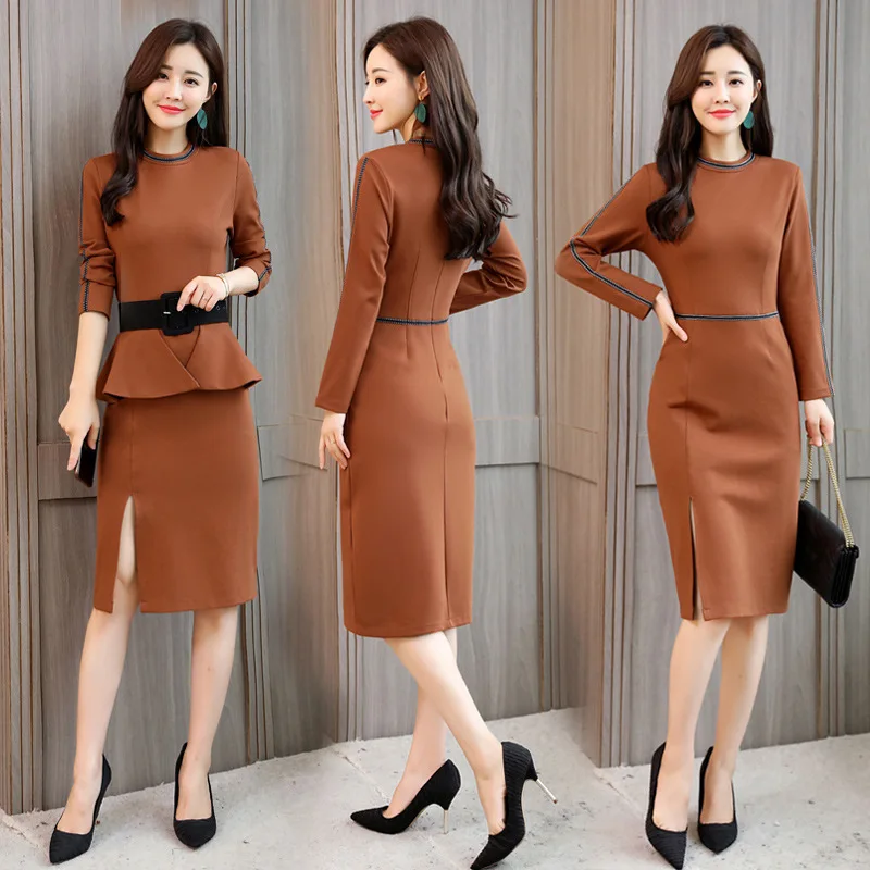 Sheath Dress Women's 2019 New Style Spring And Autumn V-neck Waist Hugging Slimming-Elegant Base nei da qun Sub-
Sheath Dress Women's 2019 New Style Spring And Autumn V-neck Waist Hugging Slimming-Elegant Base nei da qun Sub-
