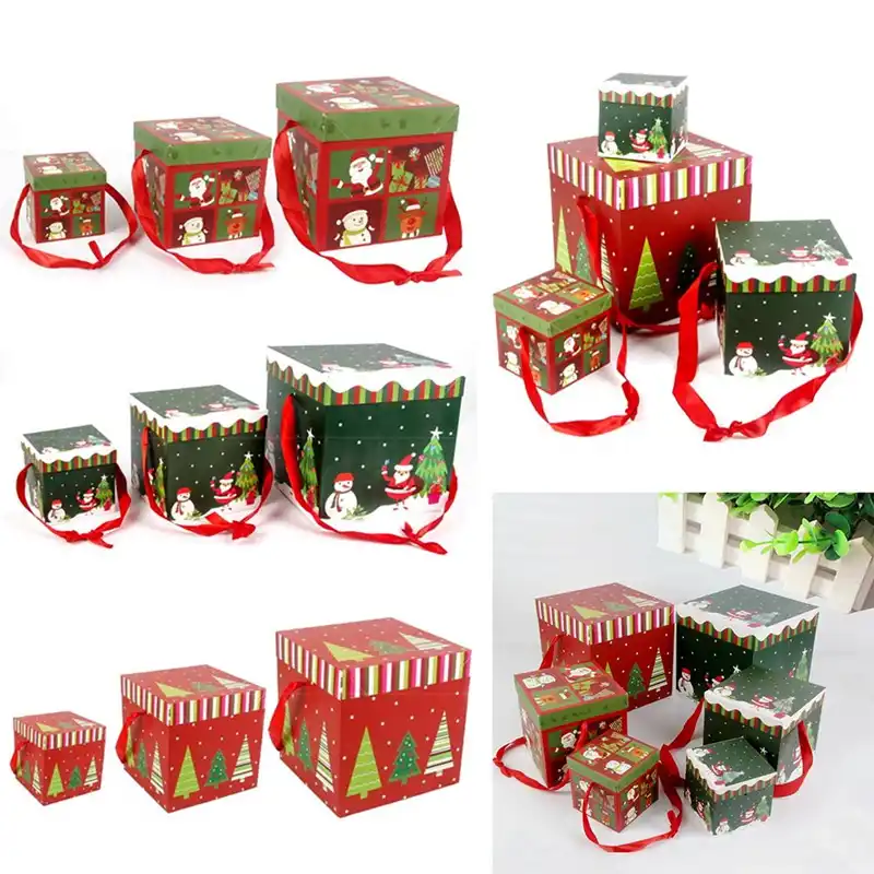 1pcs square candy box holders christmas party paper gift boxes